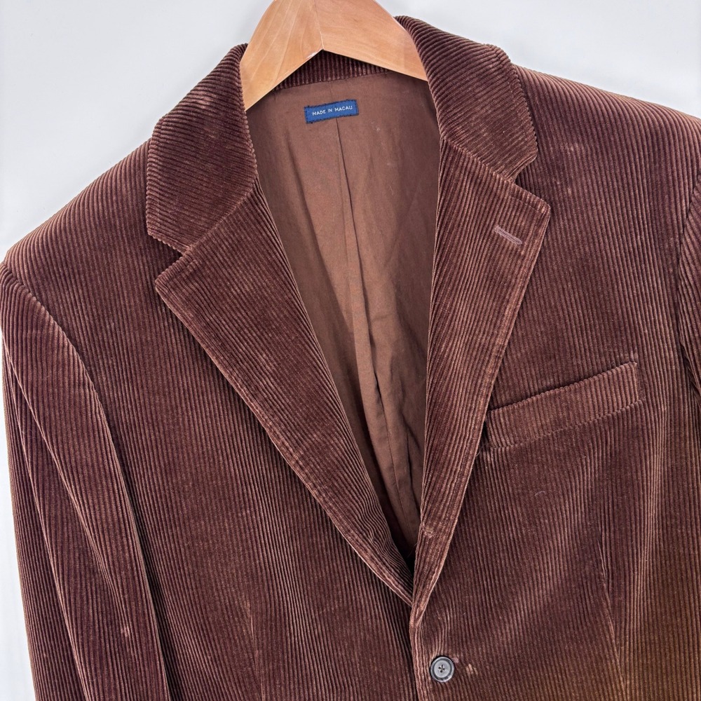VTG Polo Ralph Lauren Corduroy Two Button Blazer Jacket Mens L Brown Preppy